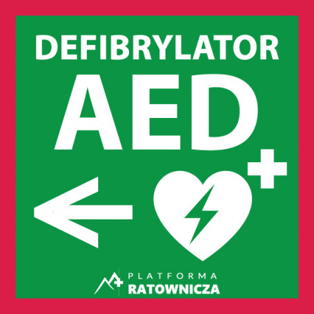 Tablica informacyjna AED, kierunkowa (prawo, lewo) | Platforma Ratownicza