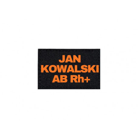 Plakietka - Imię Nazwisko Grupa Krwi –  8cm x 5cm