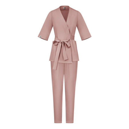 Damski komplet medyczny scrubs kimono róż