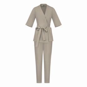 Damski komplet medyczny scrubs kimono beż