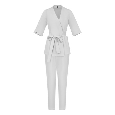 Damski komplet medyczny scrubs kimono biały
