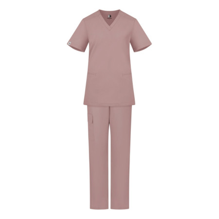Damski komplet medyczny scrubs basic beż-róż