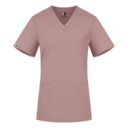Damska bluza medyczna scrubs basic beż-róż